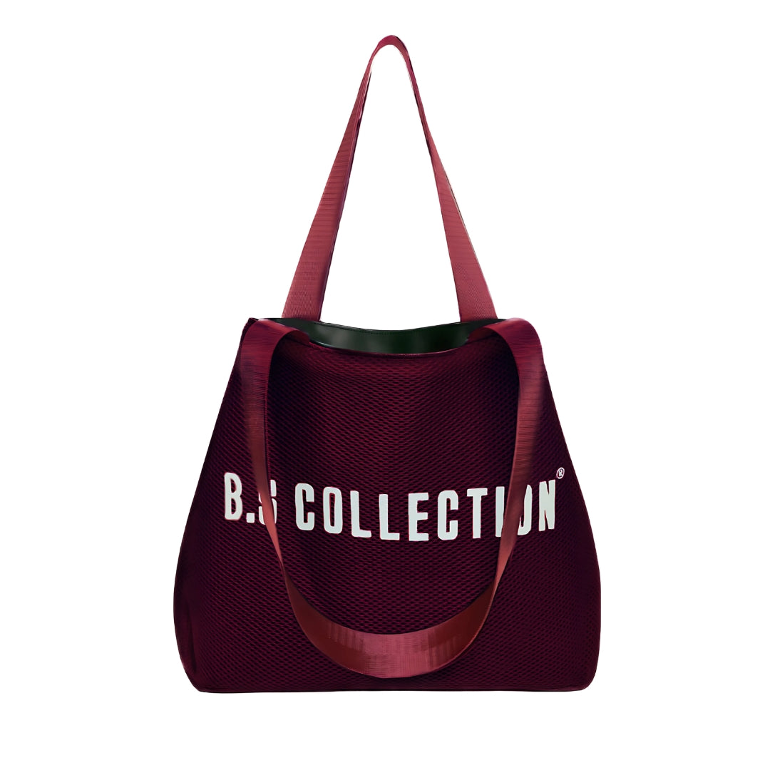 Uni-bag Tote Bag for Women in Double-Face Leather and Fabric Lightweight, Elegant & Practical for Work and University - Burgundy