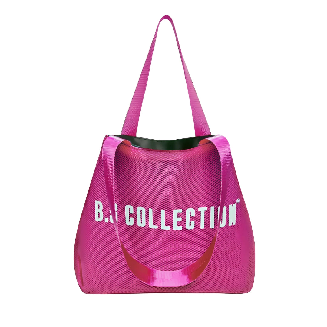 Uni-bag Tote Bag for Women in Double-Face Leather and Fabric Lightweight, Elegant & Practical for Work and University - Pink