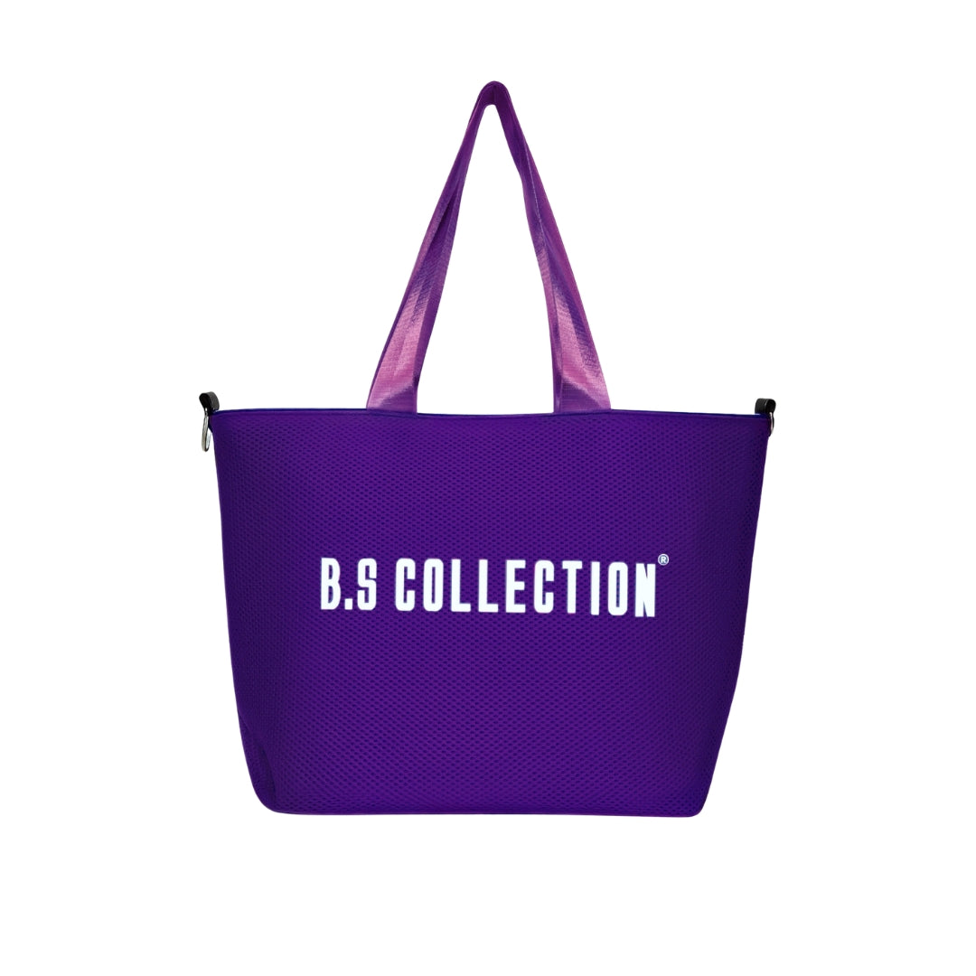Uni-bag Tote Bag for Women in Double-Face Leather and Fabric Lightweight, Elegant & Practical for Work and University - Purple