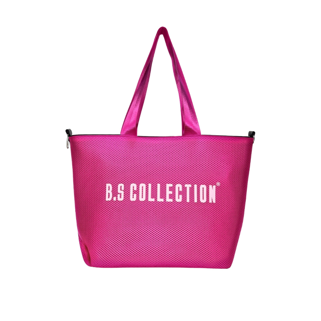 Uni-bag Tote Bag for Women in Double-Face Leather and Fabric Lightweight, Elegant & Practical for Work and University - Pink