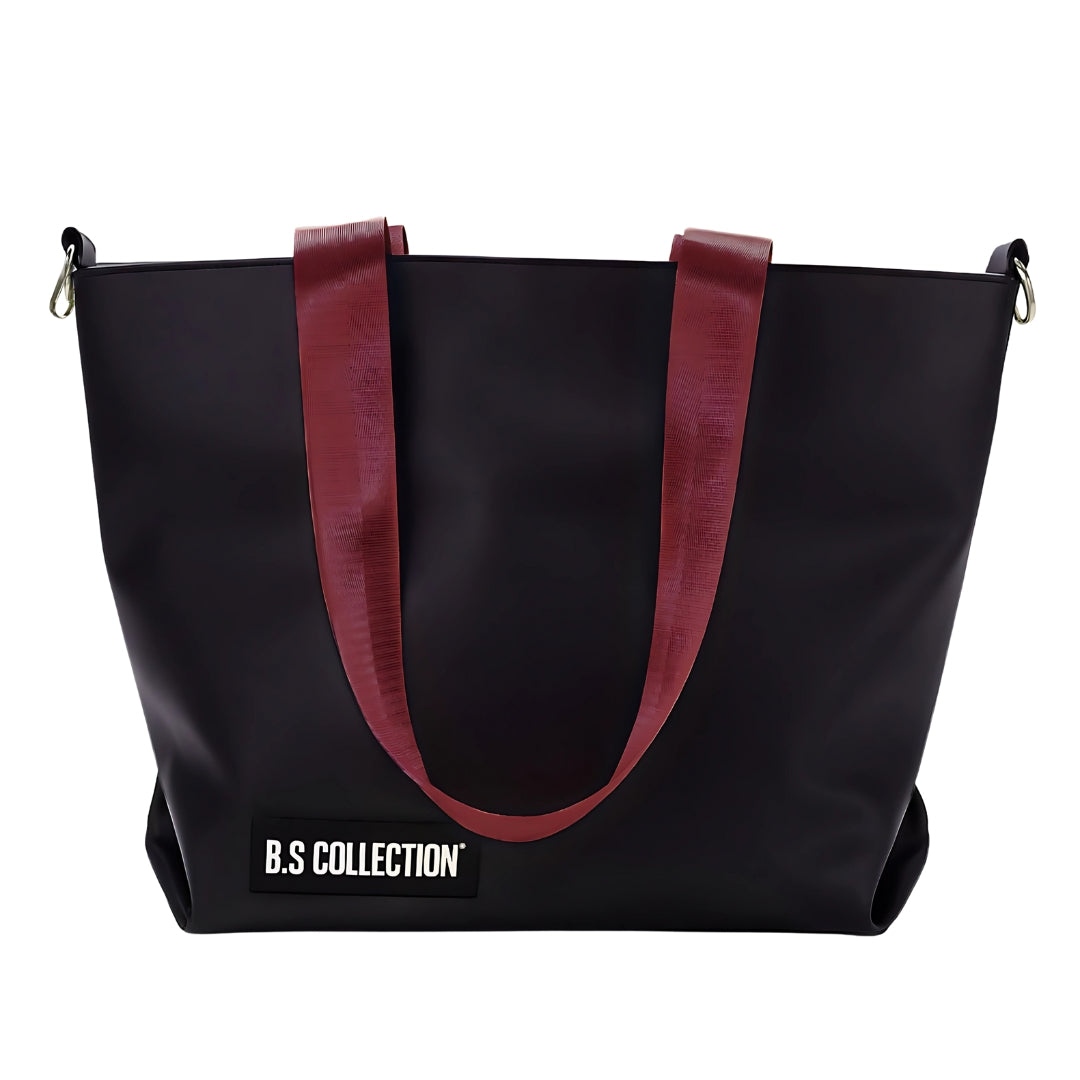 Uni-bag Tote Bag for Women in Double-Face Leather and Fabric Lightweight, Elegant & Practical for Work and University - Burgundy