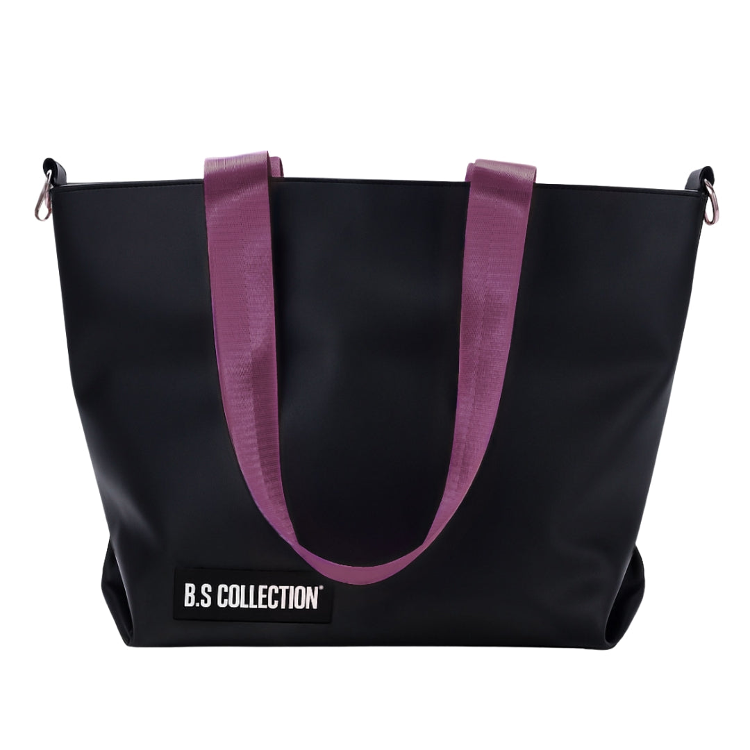 Uni-bag Tote Bag for Women in Double-Face Leather and Fabric Lightweight, Elegant & Practical for Work and University - Purple