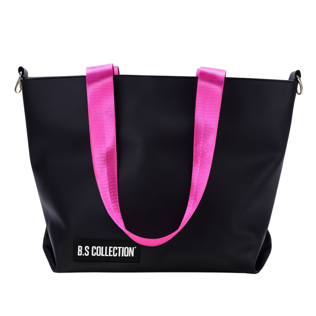 Uni-bag Tote Bag for Women in Double-Face Leather and Fabric Lightweight, Elegant & Practical for Work and University - Pink