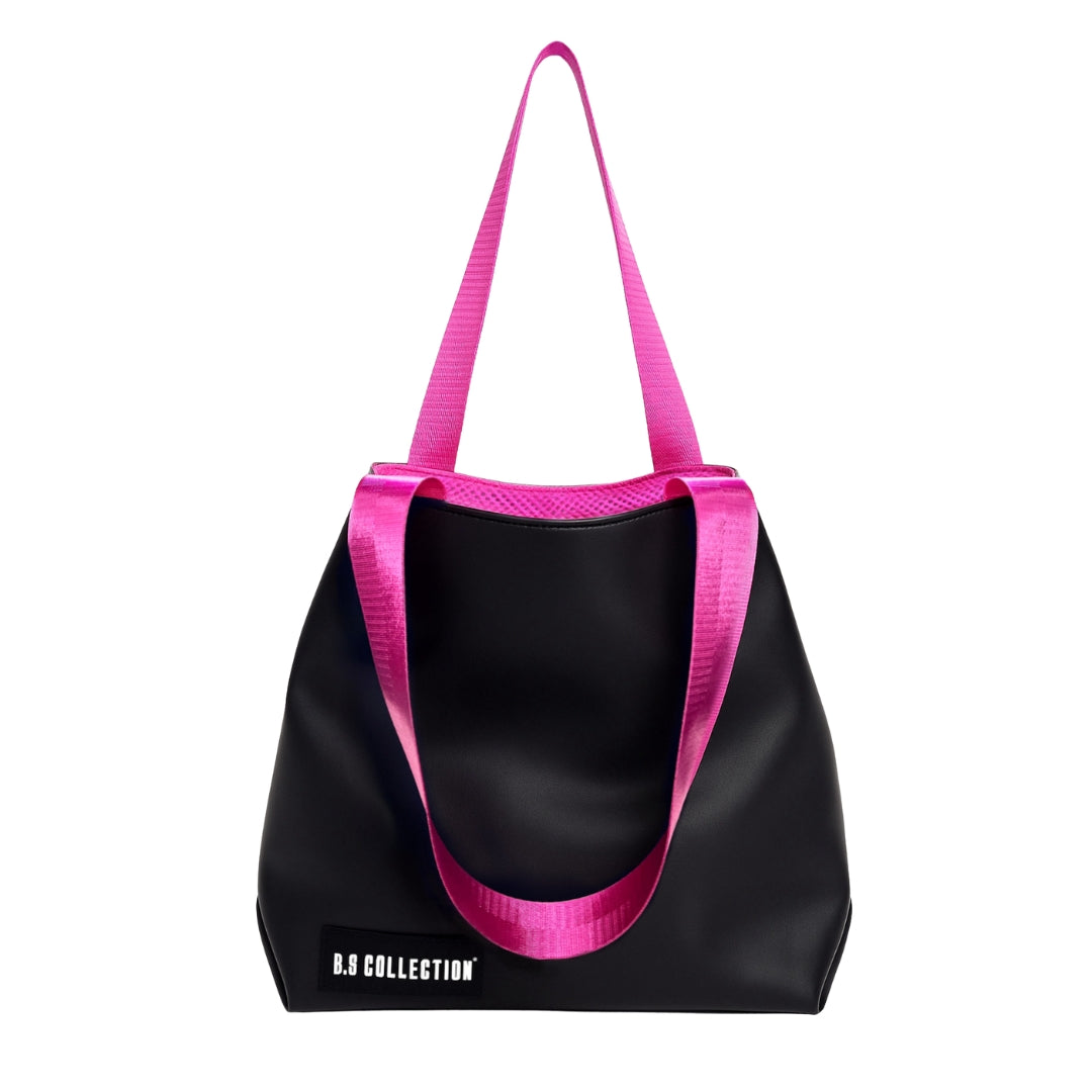 Uni-bag Tote Bag for Women in Double-Face Leather and Fabric Lightweight, Elegant & Practical for Work and University - Pink