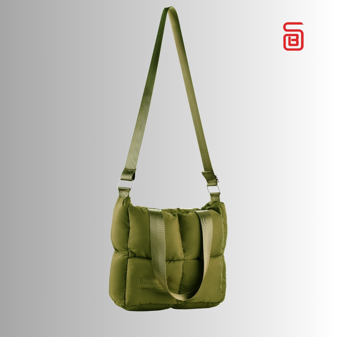 Large Capacity Waterproof High Quilted Shoulder Bag & Crossbag in Oily