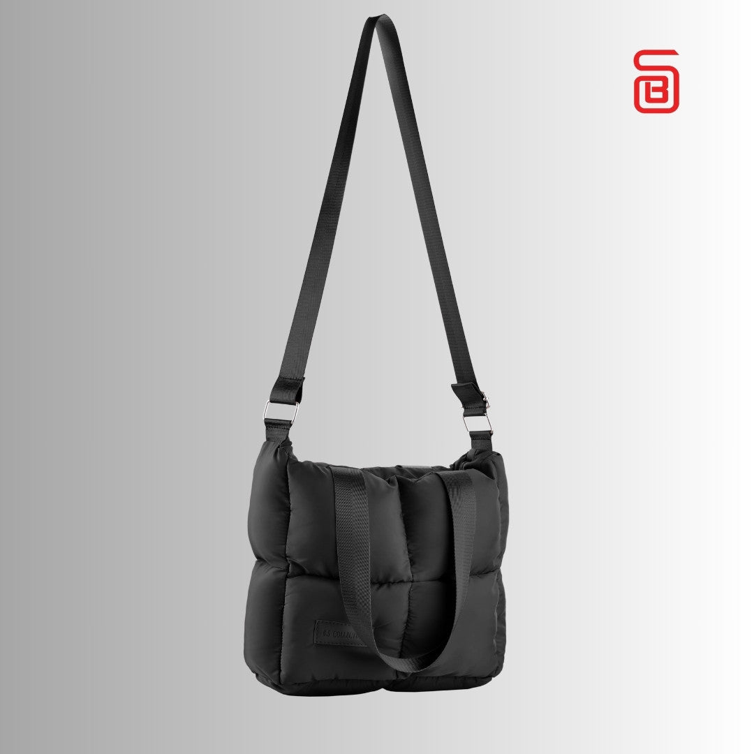 Large Capacity Waterproof High Quilted Shoulder Bag & Crossbag in Black