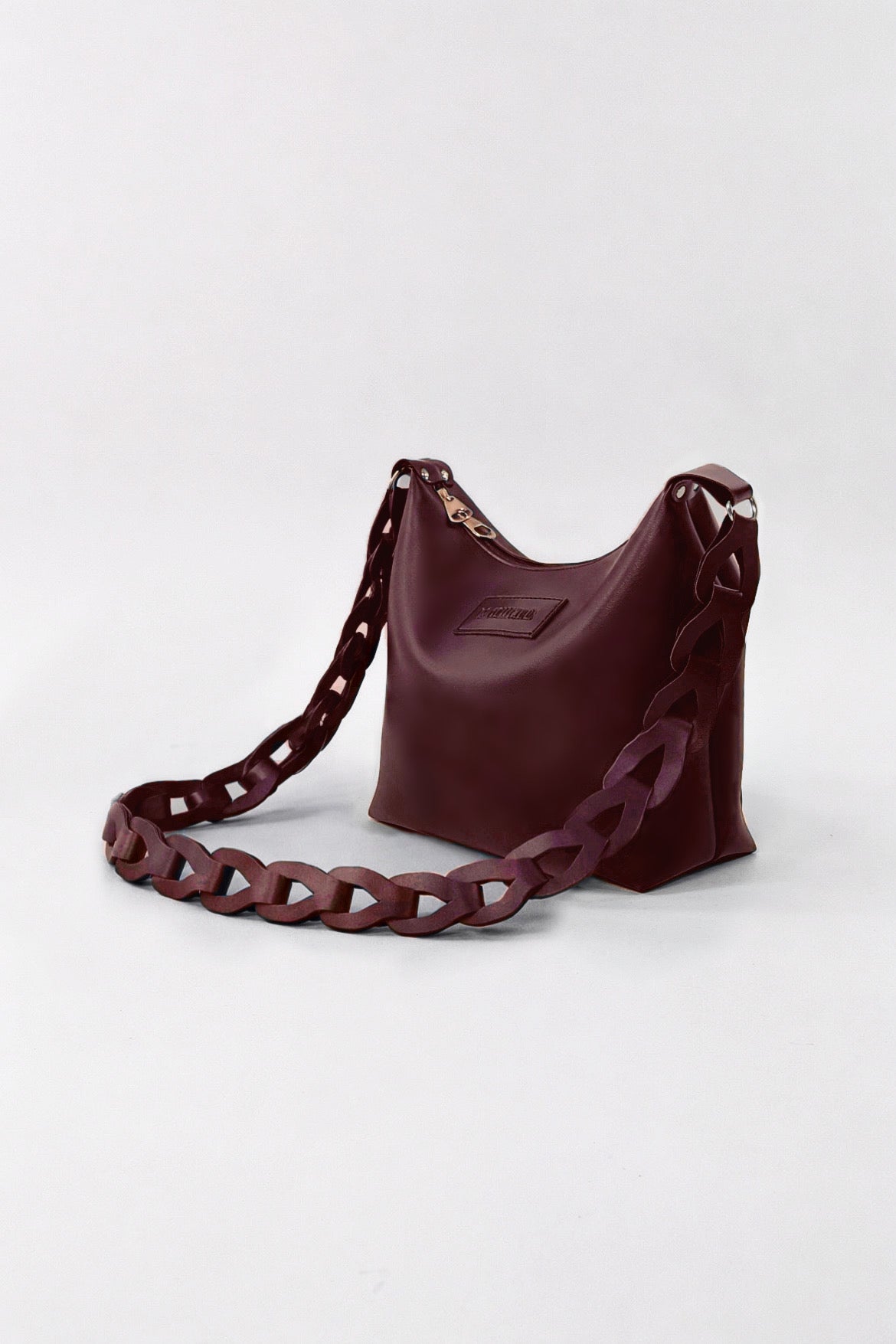 Women’s Burgundy Shoulder Bag with Bold Chain