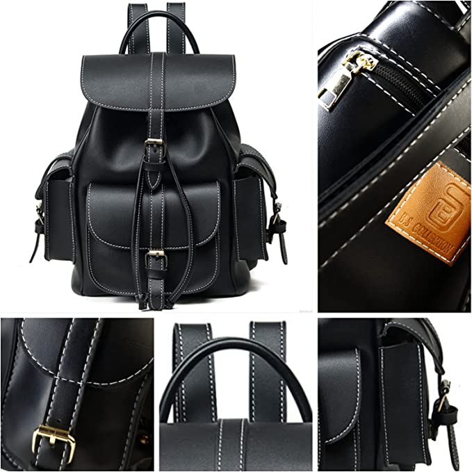 BS Backpack Leather Bag - Black