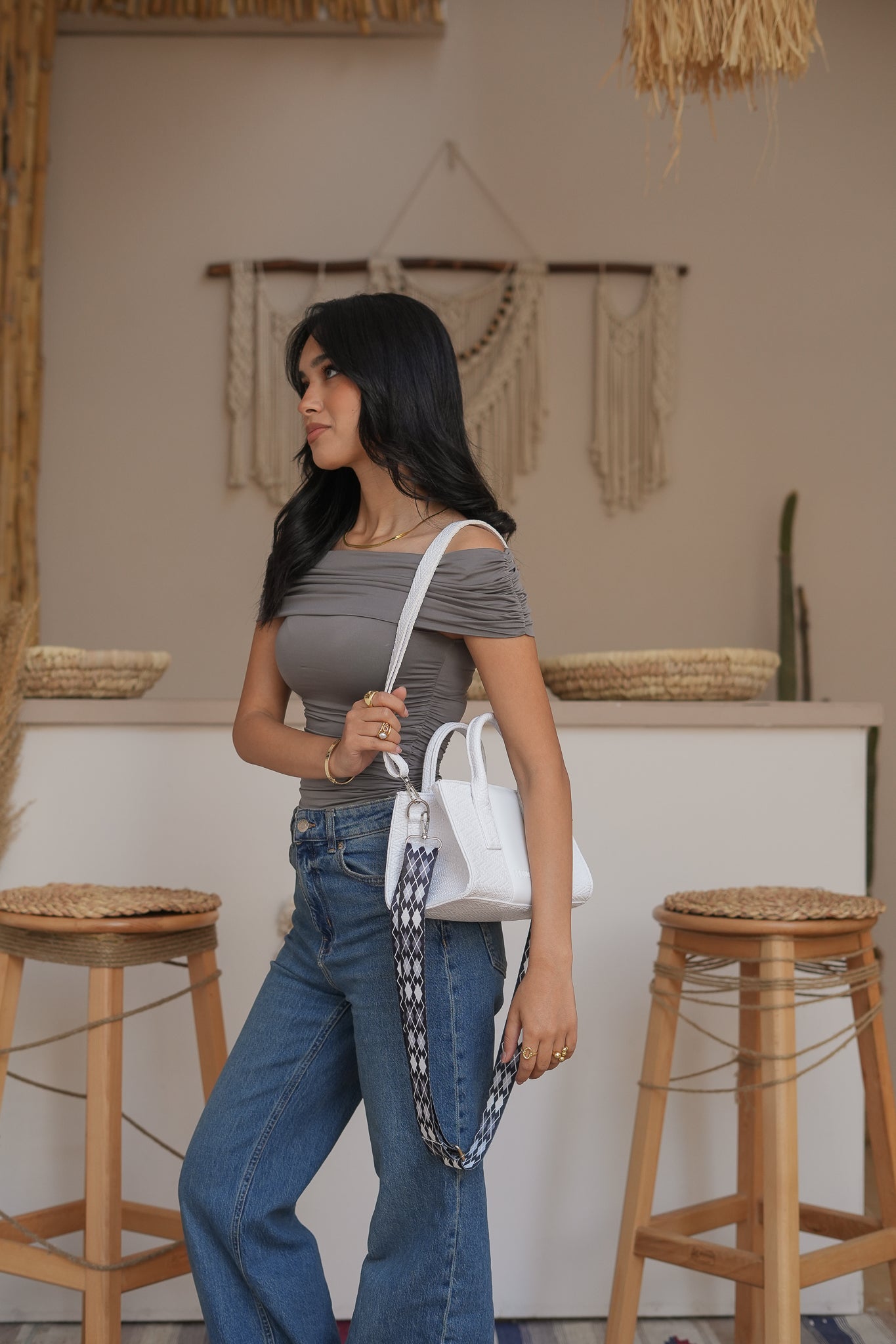 Mini Cross BS Leather Bag - White