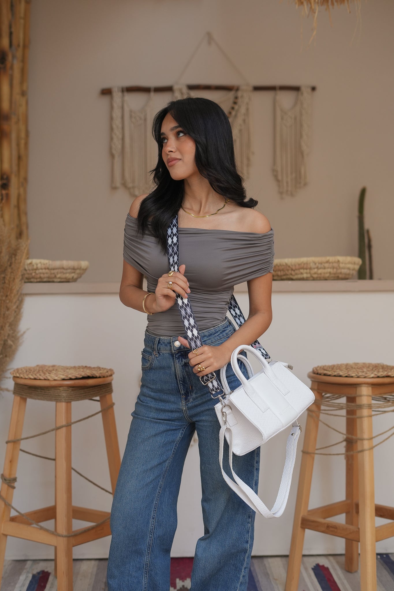 Mini Cross BS Leather Bag - White