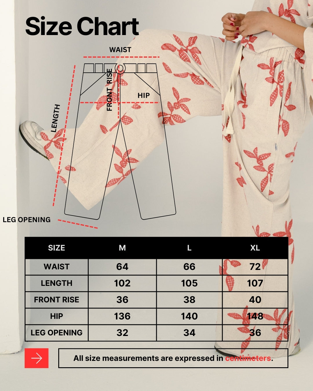 Oversized Linen Set with Leaf Embroidery - Orang Shirt & Pants