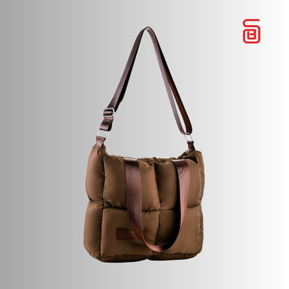 Large Capacity Waterproof High Quilted Shoulder Bag & Crossbag in Brown