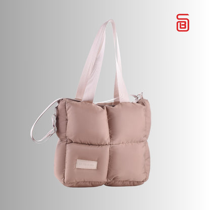 Large Capacity Waterproof High Quilted Shoulder Bag & Crossbag in Cafe