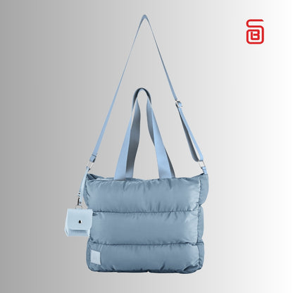 Large Capacity Waterproof High Quilted Shoulder Bag & Crossbag in Babyblue