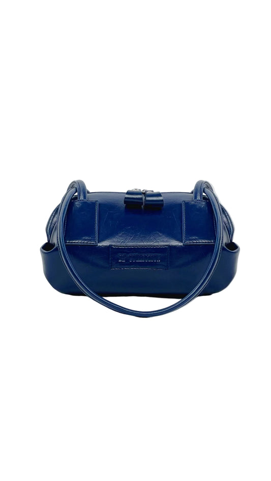 Women's Leather Shoulder Bag – Elegant Modern Design – Navy Blue
