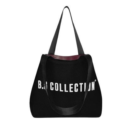 Uni-bag Tote Bag for Women in Double-Face Leather and Fabric Lightweight, Elegant & Practical for Work and University - Black