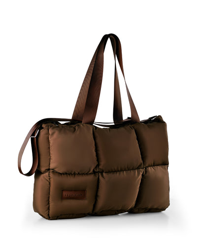 Large Capacity Waterproof High Quilted Shoulder Bag & Handbag in Brown