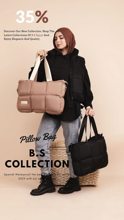 Large Capacity Waterproof High Quilted Shoulder Bag & Handbag in Brown