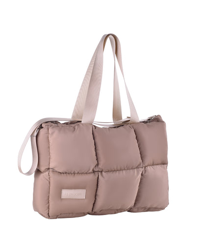 Large Capacity Waterproof High Quilted Shoulder Bag & Handbag in Cafe
