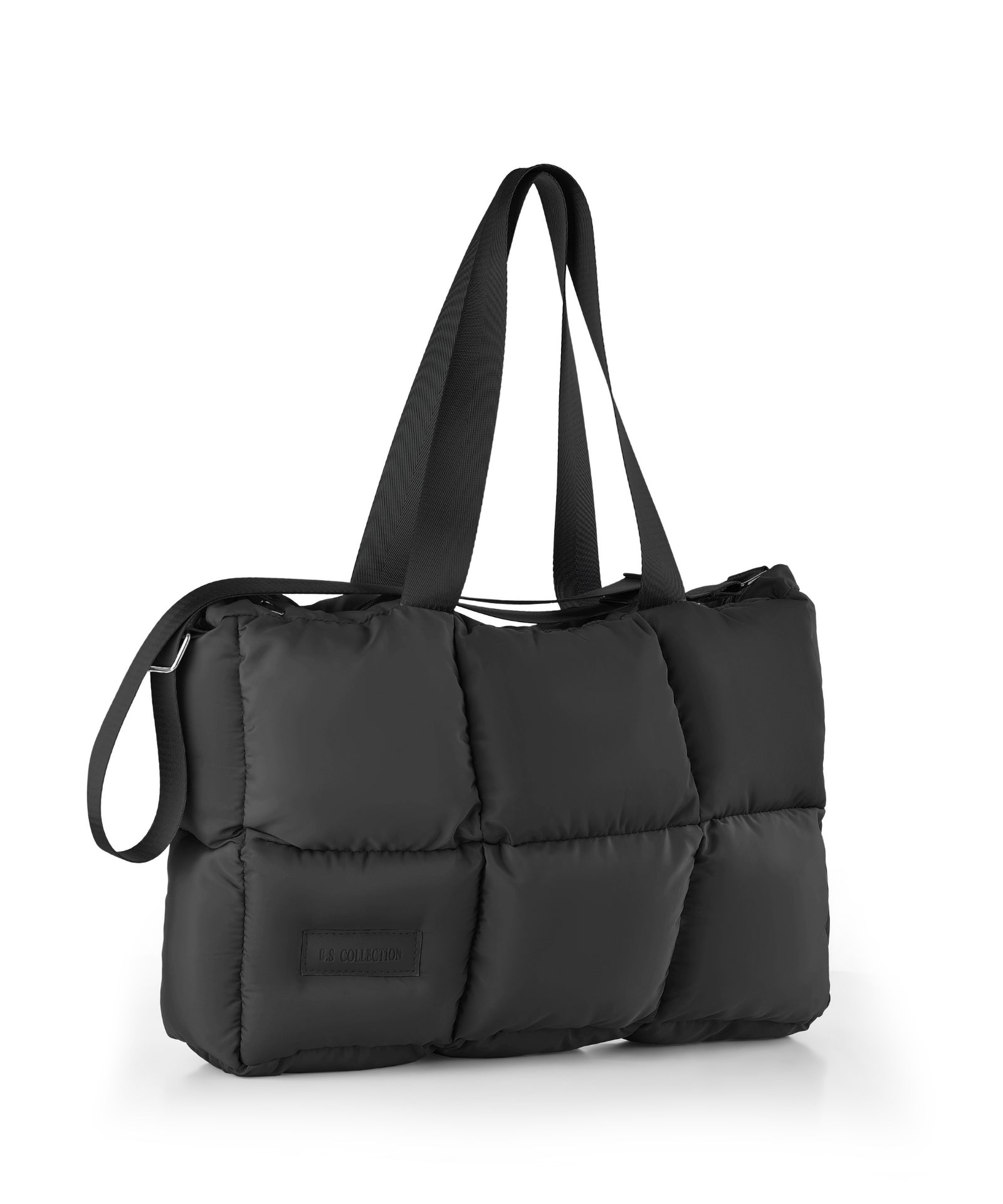 Large Capacity Waterproof High Quilted Shoulder Bag & Handbag in Black