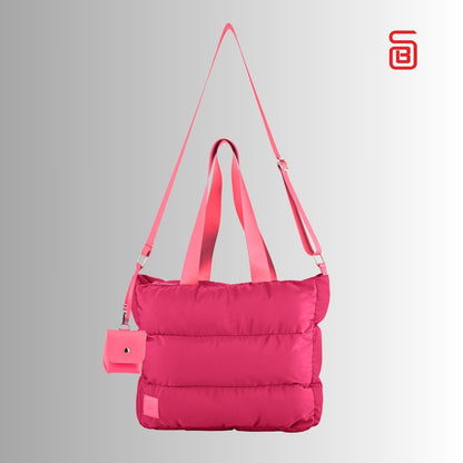 Large Capacity Waterproof High Quilted Shoulder Bag & Crossbag in Pink