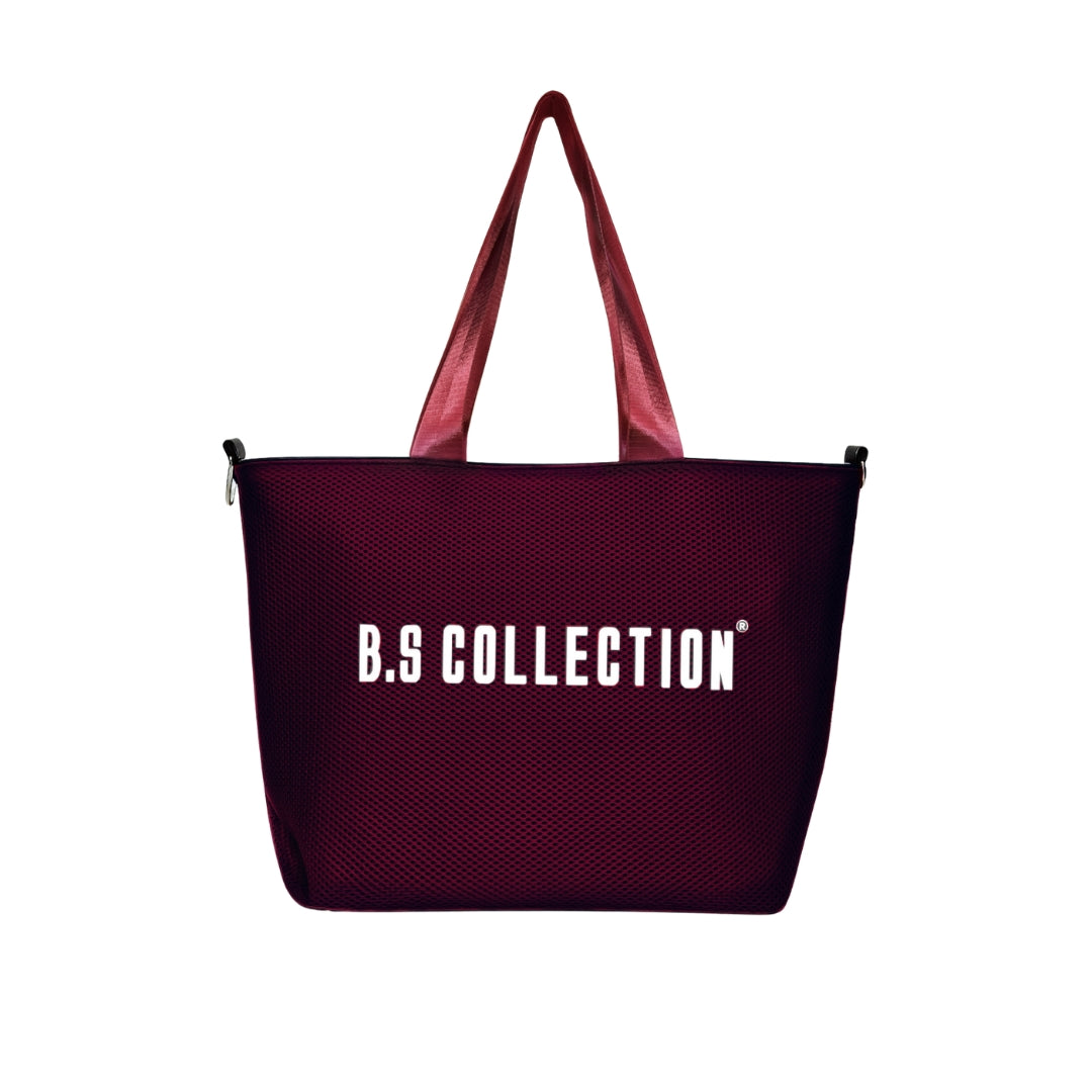 Uni-bag Tote Bag for Women in Double-Face Leather and Fabric Lightweight, Elegant & Practical for Work and University - Burgundy