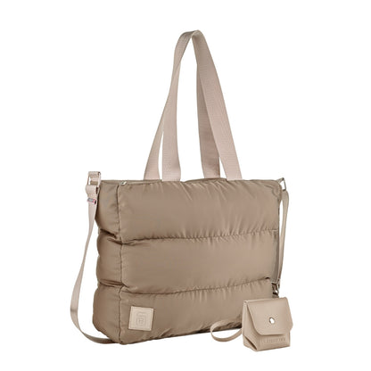 Large Capacity Waterproof High Quilted Shoulder Bag & Crossbag in Cafe