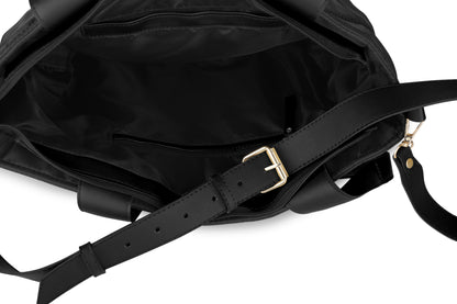 Soft Quilted Canvas Shoulder Bag - Black