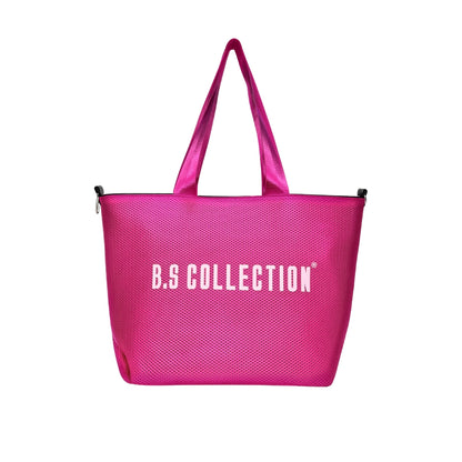 Uni-bag Tote Bag for Women in Double-Face Leather and Fabric Lightweight, Elegant & Practical for Work and University - Pink