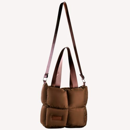 Large Capacity Waterproof High Quilted Shoulder Bag & Crossbag in Brown