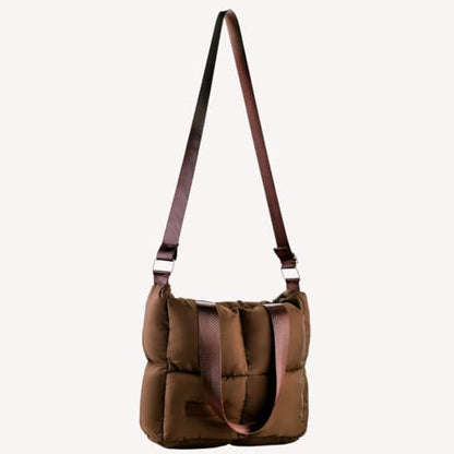 Large Capacity Waterproof High Quilted Shoulder Bag & Crossbag in Brown
