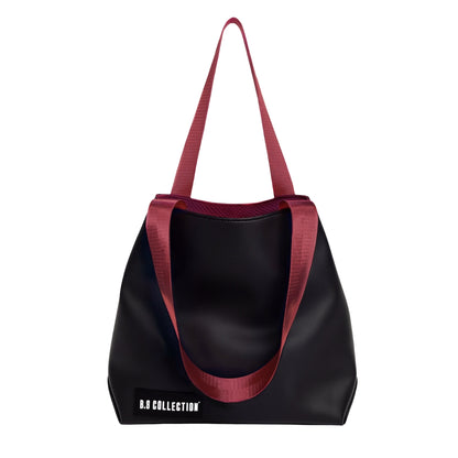 Uni-bag Tote Bag for Women in Double-Face Leather and Fabric Lightweight, Elegant & Practical for Work and University - Burgundy