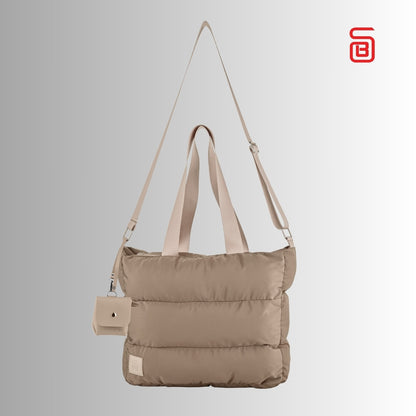 Large Capacity Waterproof High Quilted Shoulder Bag & Crossbag in Cafe