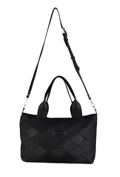 Soft Quilted Canvas Shoulder Bag - Black