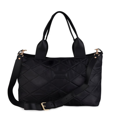 Soft Quilted Canvas Shoulder Bag - Black