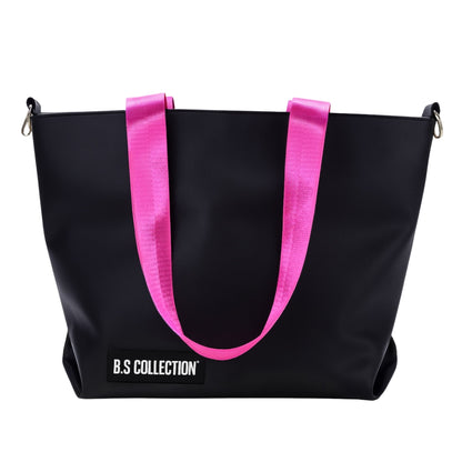 Uni-bag Tote Bag for Women in Double-Face Leather and Fabric Lightweight, Elegant & Practical for Work and University - Pink