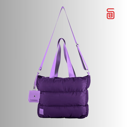 Large Capacity Waterproof High Quilted Shoulder Bag & Crossbag in Purple