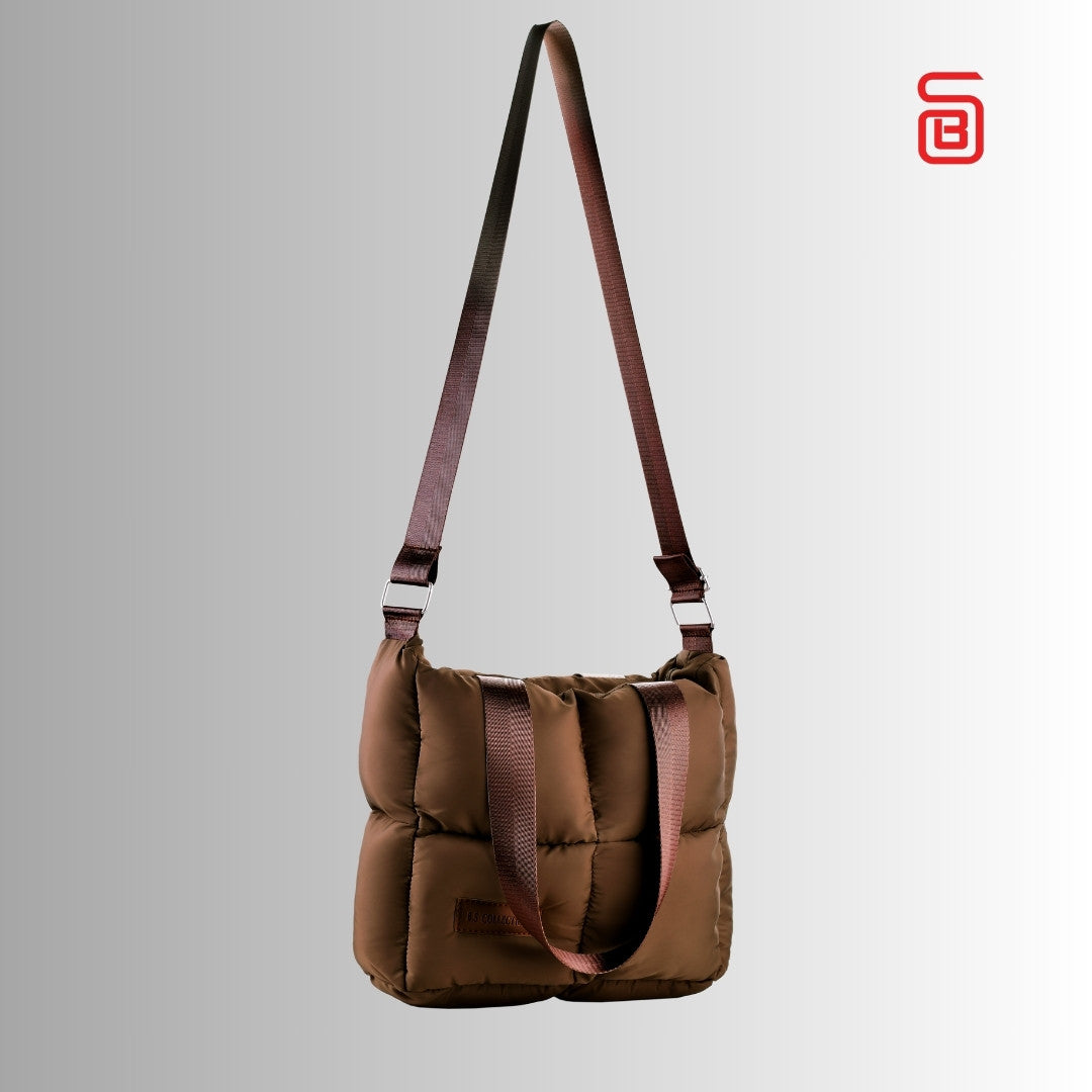 Large Capacity Waterproof High Quilted Shoulder Bag & Crossbag in Brown