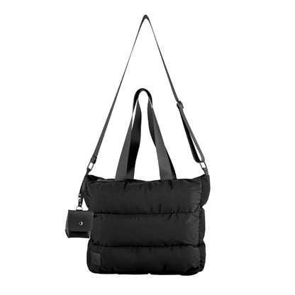 Large Capacity Waterproof High Quilted Shoulder Bag & Crossbag in Black