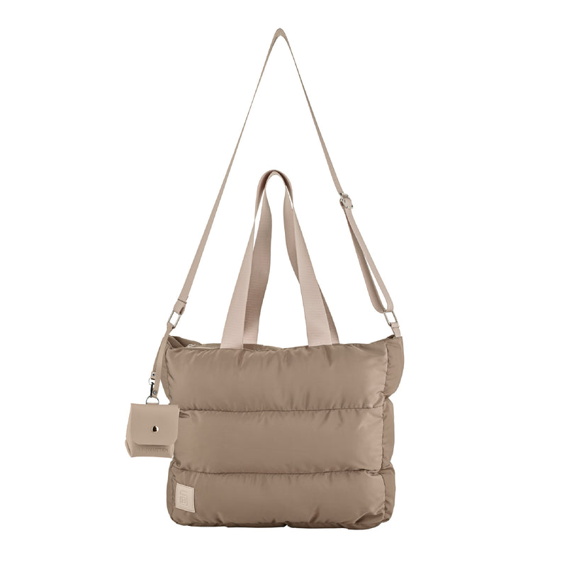 Large Capacity Waterproof High Quilted Shoulder Bag & Crossbag in Cafe