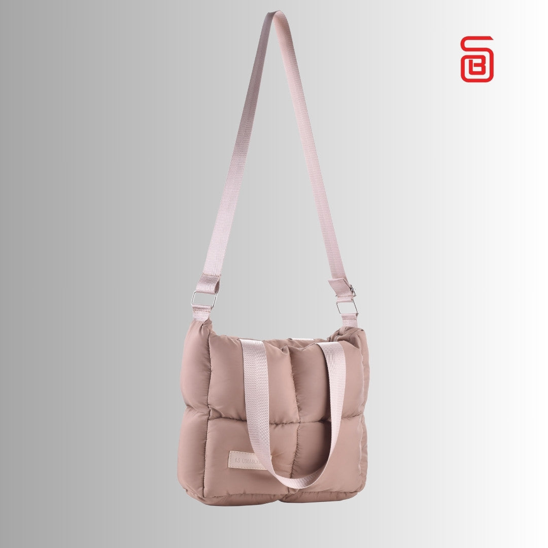 Large Capacity Waterproof High Quilted Shoulder Bag & Crossbag in Cafe