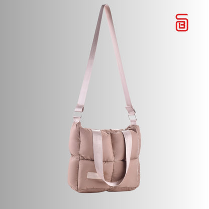 Large Capacity Waterproof High Quilted Shoulder Bag & Crossbag in Cafe
