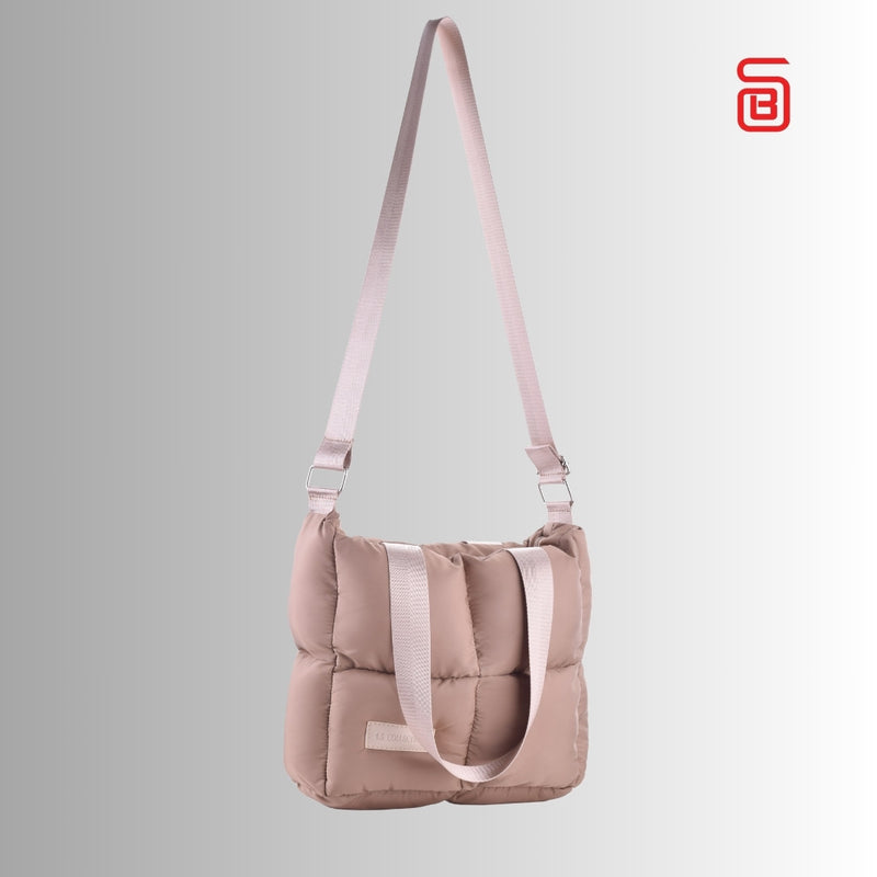 Large Capacity Waterproof High Quilted Shoulder Bag & Crossbag in Cafe