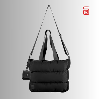 Large Capacity Waterproof High Quilted Shoulder Bag & Crossbag in Black