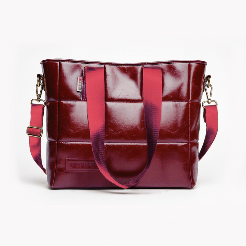 Soft Leather B.S bag tote bag and shoulder bag for girls - Burgundy