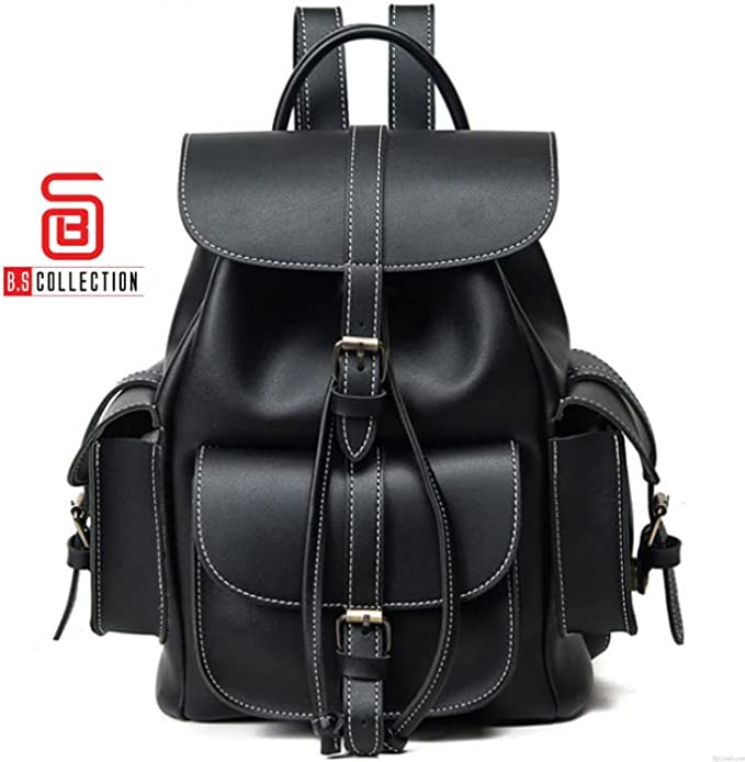 BS Backpack Leather Bag - Black