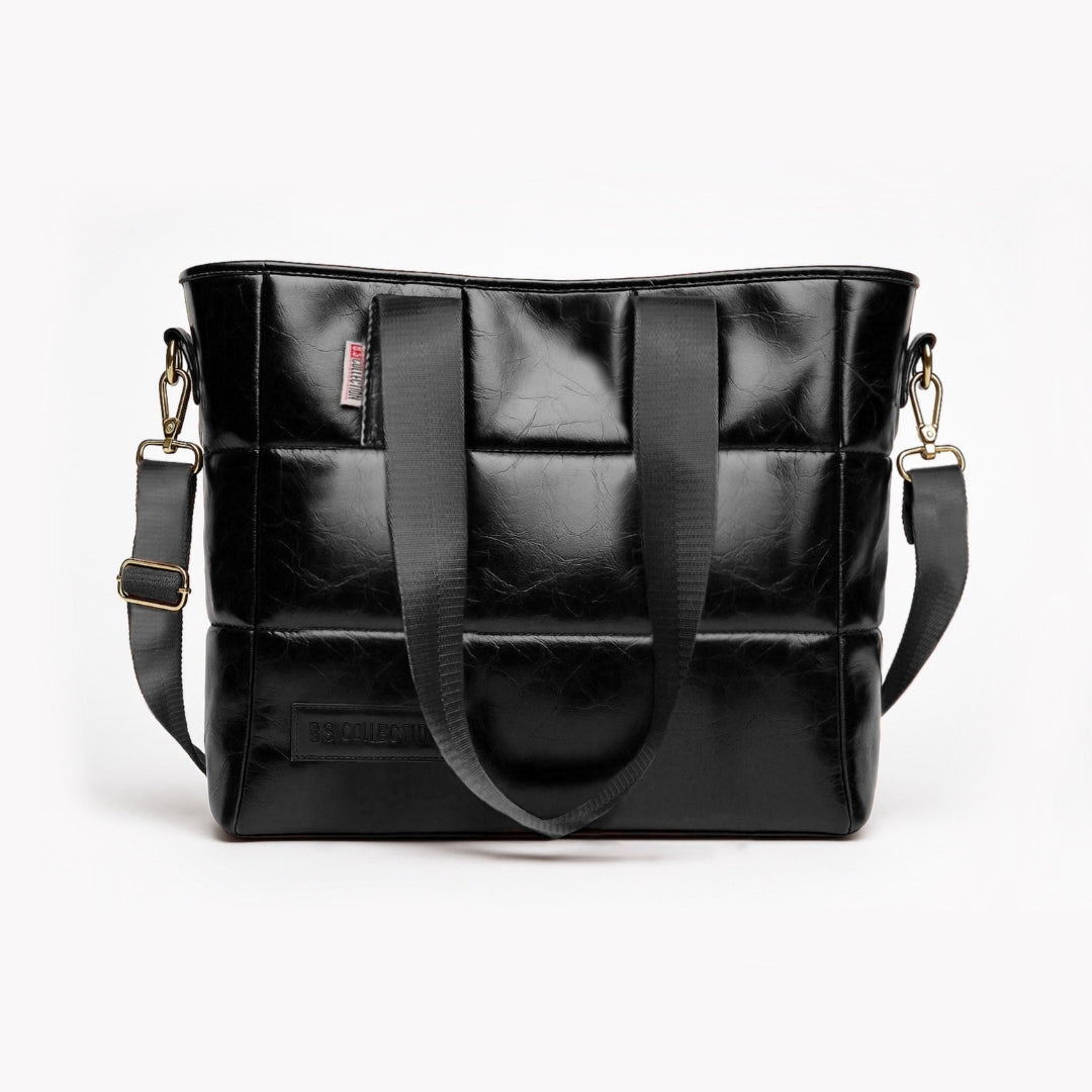 Soft Leather B.S bag tote bag and shoulder bag for girls - Black