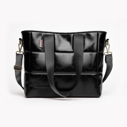Soft Leather B.S bag tote bag and shoulder bag for girls - Black