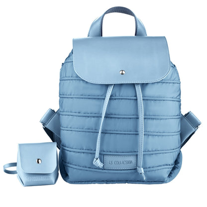 Backpack in Soft Fabric Waterproof Quilted Design Babyblue