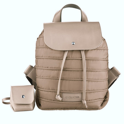 Backpack in Soft Fabric Waterproof Quilted Design Cafe